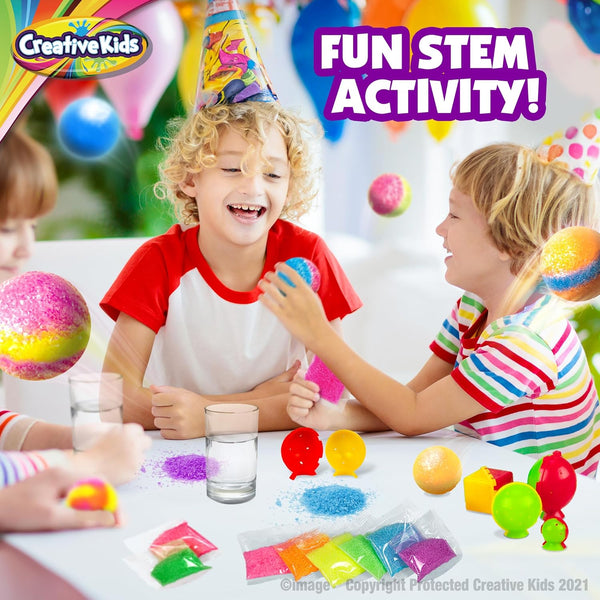 Creative Kids Magic Bouncy Balls - DIY STEM Toys - Science Kit for Kids - 25 Multicolor Bags & 5 Molds Makes up to 43 Balls