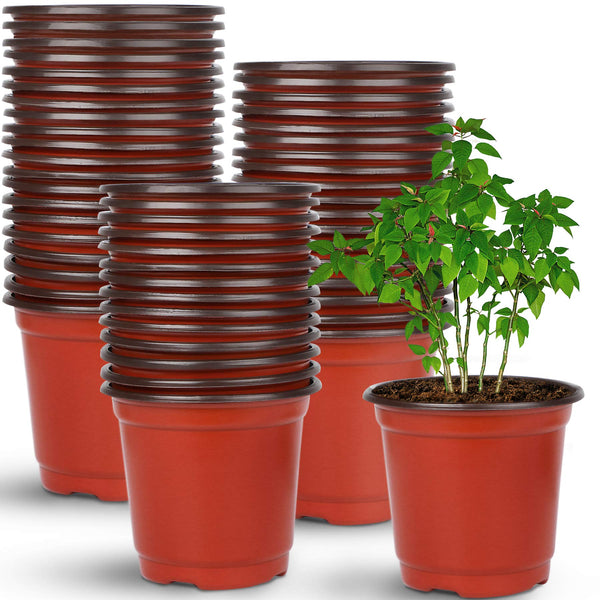 Augshy Nursery Pot, 110 Pcs 4" Plastic Plants Pot,Seed Starting Pots, Indoor Outdoor Seeding pots | Plastic,Drainage Holes,for Garden Flower