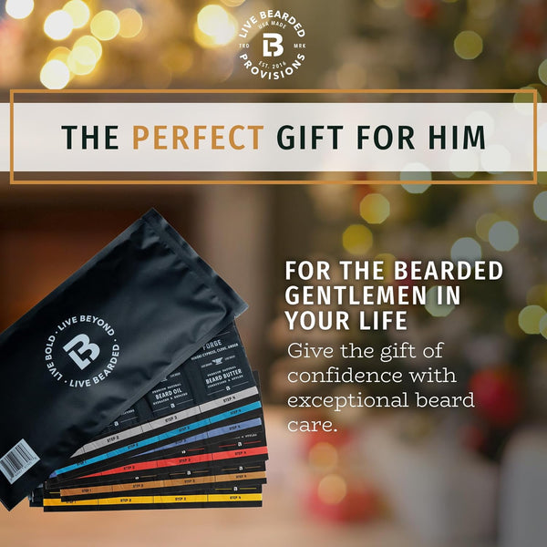 Live Bearded Beard Oil and Butter Grooming Kit Sample Pack with Comb, Bonus Gift - All-Natural Ingredients Shea, Argan, Jojoba - Growth Support -