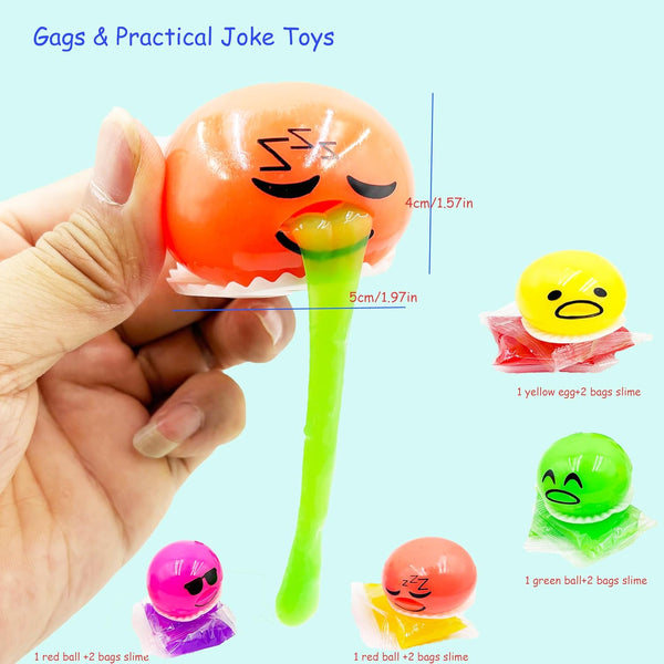 Vomiting Egg Slime Toy - Funny Prank Squeeze Stress Ball Puking Yolk, Novelty Fidget Relief Toy Gag Gift for Kids Adults, Christmas Stocking