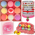 Bath Bombs for Kids with Surprise Inside, 9 Heart Imprint Kids Bath Bombs for Girls, Toddler Bath Bomb with Bracelets Inside, 3 4 5 6 7 8 Year Old