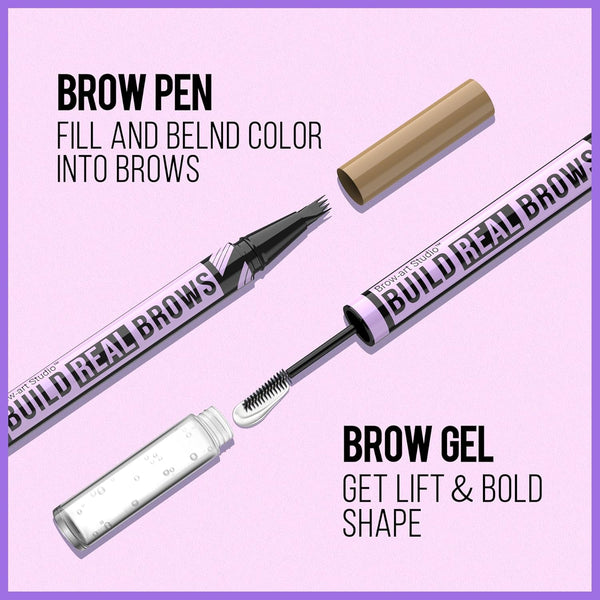 Imethod Eyebrow Pen and Eyebrow Gel - Eyebrow Pencils for Women with 4-Fork-Tip & Brow Gel Clear, Magical 2-In-1 Dual-Ended Brow Pen for