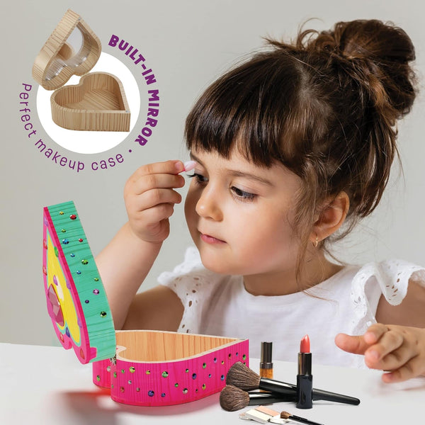 Paint Your Own Wooden Kids Heart Treasure Box Kit - Basket Stuffers - Art Kits for Toddler Girl - Arts and Craft Gifts for Ages 4-6 Year Old Girls