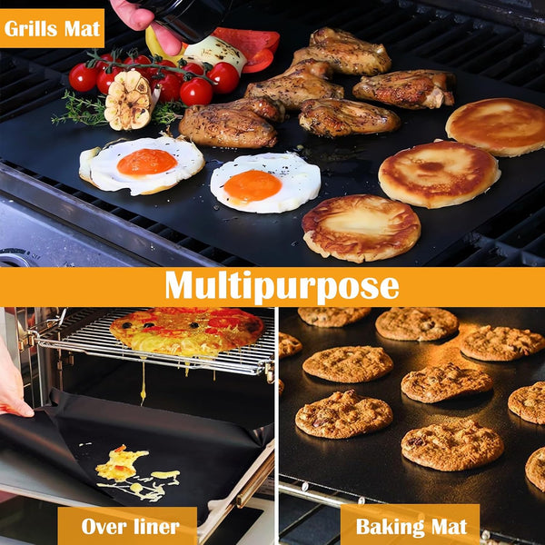 Dailyart Grill Mats for Outdoor Grill, Grill Mats Non Stick Set of 5 BBQ Grill Mat Baking Mats Teflon BBQ Grilling Accessories Reusable,Works on