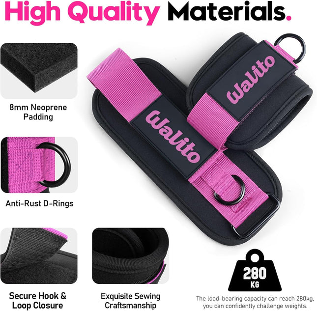 WALITO Ankle Resistance Bands with Cuffs, Exercise Bands for Legs and Butt, Boot