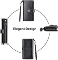 Lavemi Womens Large Capacity Genuine Leather RFID Blocking Wallets Wristlet Clutch Card Holder 1-waxed Black