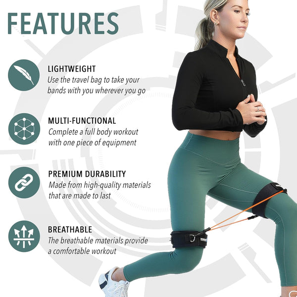 Leg Speed & Agility Resistance Bands - Athletic Performance/Fitness Training for All Ages - 4 Resistance Levels, Stretch Strap, Digital Training