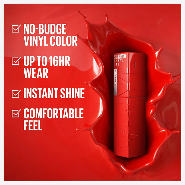 Maybelline Super Stay Vinyl Ink Longwear No-Budge Liquid Lipcolor Makeup, Highly Pigmented Color and Instant Shine, Cheeky, Rose Nude Lipstick,