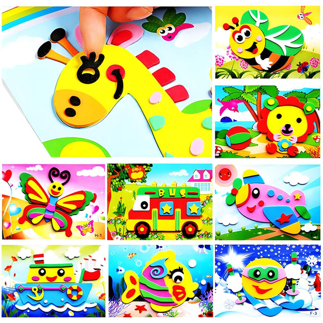 20Pcs 3D EVA Foam Sticker Puzzle Game DIY Cartoon Animal Learning Education Toys for Toddler Kids Art Craft Kits (Kidslo
