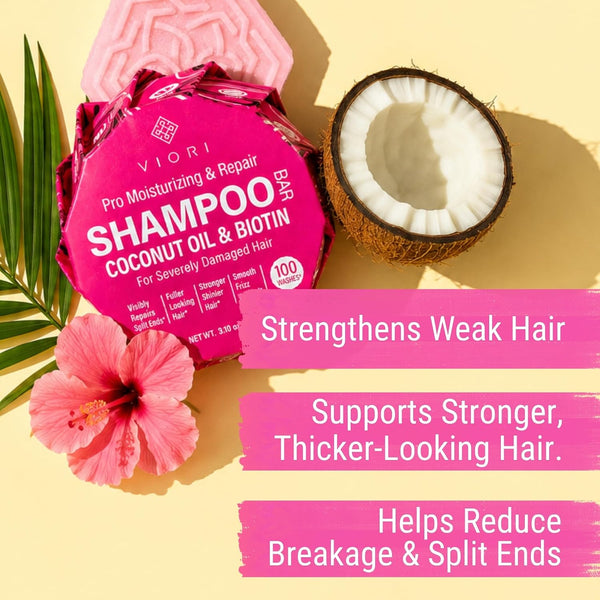 Viori Coconut Moisturizing & Repair Shampoo Bar - Dry Damaged Hair Coconut 3.1 Ounce (Pack of 1)