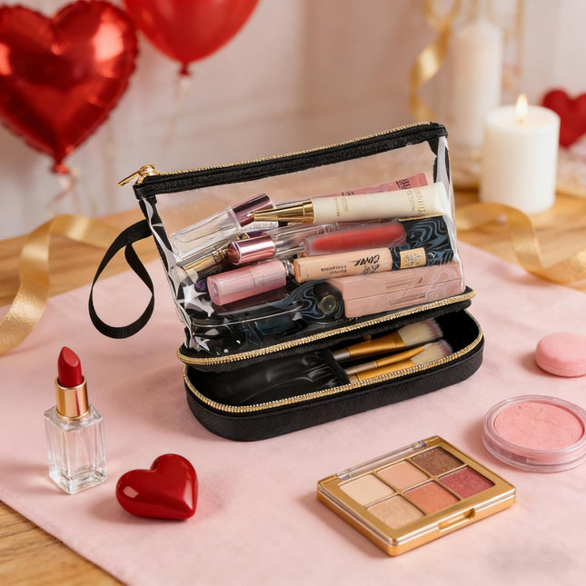 Ethereal Travel Makeup Bag, Clear Cosmetic Bag Make up Organizer TSA Approved To