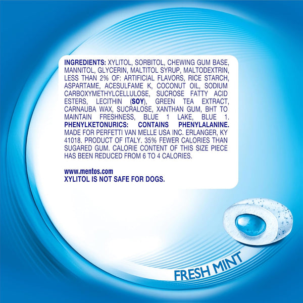 Mentos Pure Fresh Sugar-Free Chewing Gum, Fresh Mint, 50 Count (6 Pack) | Contains Xylitol, Perfect for Long Lasting Fresh Breath at School, Work