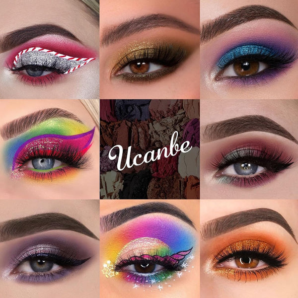 UCANBE Professional 86 Colors Eyeshadow Palette with 15Pcs Makeup Brushes Set Matte Glitter Long Lasting Highly Pigmented Waterproof Contour Blush