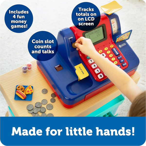 Learning Resources Pretend & Play Teaching Cash Register, 73 Piece Set, Ages 3+, Talking Register, Counting Activities, Money Management