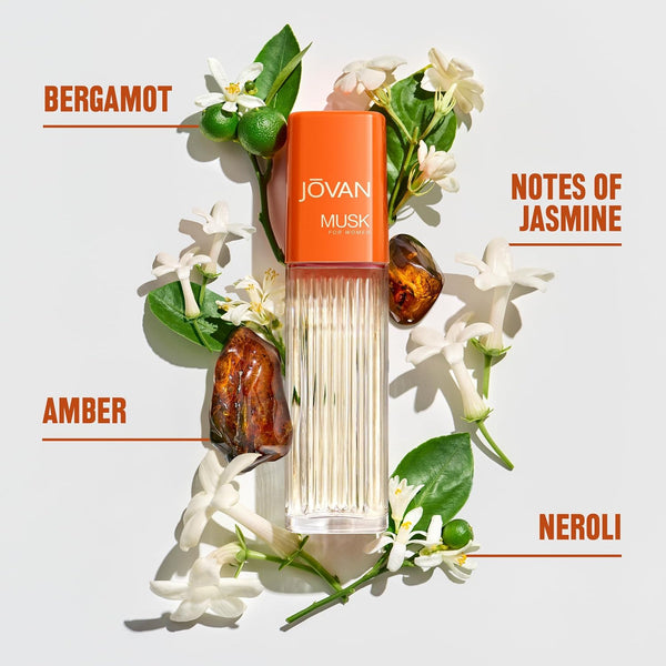 Jovan Musk for Women Eau de Cologne Spray 2 fl oz (Pack of 1), Sexy Perfume for Women, Notes of Jasmine, Amber, and Neroli, Women's Fragrance,