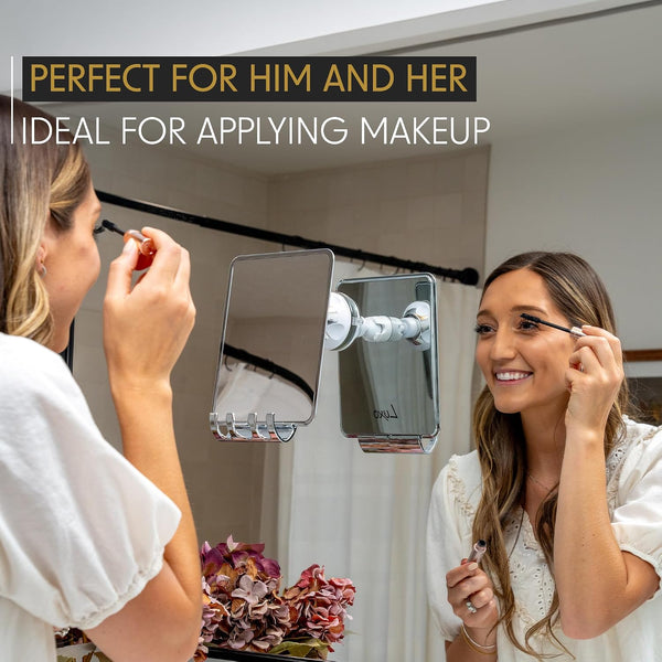 Luxo Shower Mirror, Shower Mirror Fogless for Shaving with a Removable Razor Holder - Shaving Mirror for Shower with a Powerful Suction Cup -