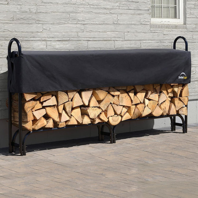 Shelterlogic 8' Adjustable Heavy Duty Outdoor Firewood Rack with Steel Frame Con