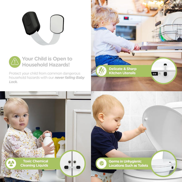 Baby Proofing Child Safety Locks (16 Pack) by Skyla Homes - The Safest, Quickest and Easiest 3M Adhesive Cabinet Latches, No Screws & Magnets,