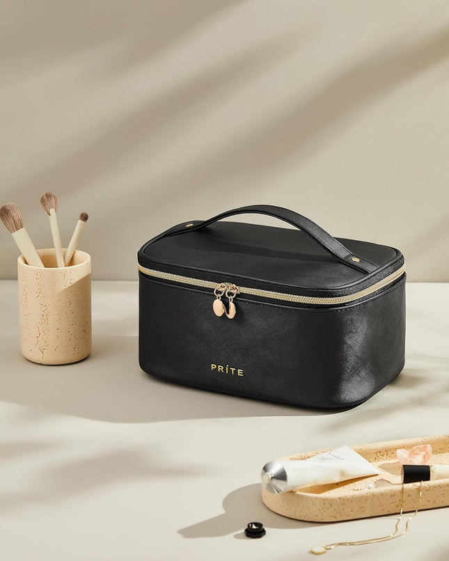 Prite Makeup Bag, Large Capacity Portable Travel Cosmetic Bag, Waterproof Makeup
