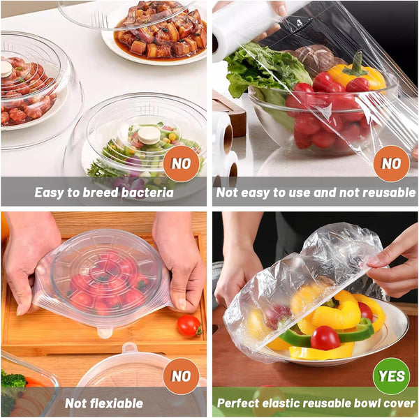 300Pcs Reusable Elastic Food Bowl Storage Covers, Sublaga Bowl Covers, Dish Plate Covers, Alternative to foil, Plastic Wrap,BPA Free