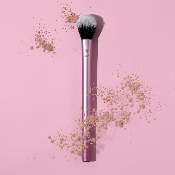 Real Techniques Makeup Setting Brush, for Setting Powder, Loose Powder, & Pressed Powder, Face Makeup Brush, 402 Brush, Sheer Coverage for