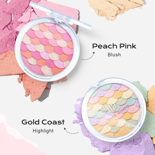 Color Nymph Multi-Colored Blush Highlighter Makeup Palettes | Highly Pigmented Soft Shimmer Powder | Vegan & Cruelty Free, Travel-Friendly Design