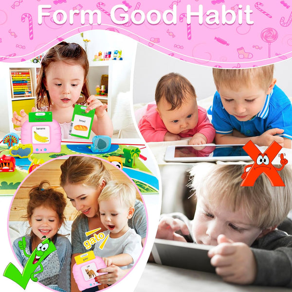 510 Spanish Flash Cards for Kids 2-4 Years,Pocket Speech for Toddlers,Autism Sensory Toys,Learning Montessori Toys,Speech Therapy Toys for Kids