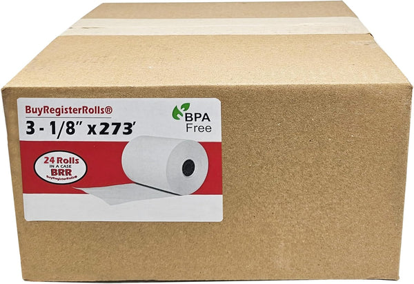 (24 Extra Large Rolls) 3 1/8 x 273 Thermal Paper Receipt Rolls fits all Clover POS Cash Register Printers Star SCP700 TSP100 TSP300 TSP400 TSP500