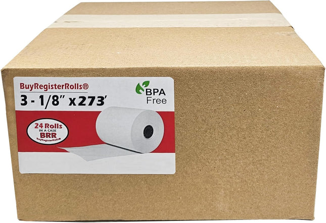 (24 Extra Large Rolls) 3 1/8 x 273 Thermal Paper Receipt Rolls fits all Clover POS Cash Register Printers Star SCP700 TSP100 TSP300 TSP400 TSP500
