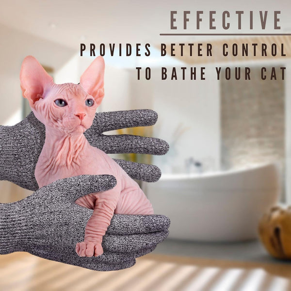 Sphynx Hairless Cats Carbonized Bamboo Bath Exfoliating Gloves Charcoal Bamboo Shower Body Scrub (1 Pair)