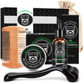 MALE GOD Beard Growth Kit, Beard Kit W/Beard Growth Oil, Balm, Comb, Massager for Spot/Patchy Beard, Gifts for Men Him Boyfriend Husband