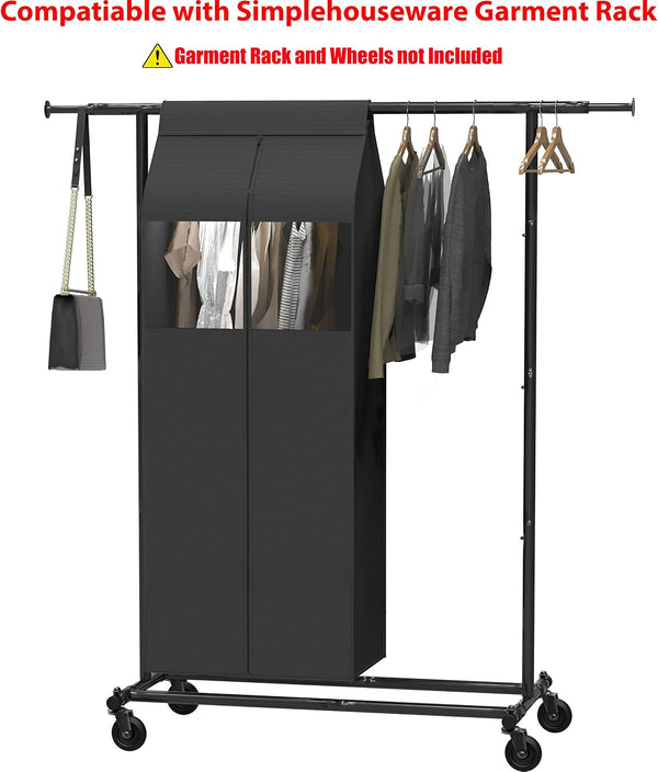 Simple Houseware 15"W x 54"H Garment Cover with Bottom Seal & Clear Window | for Clothes Rack/Closet/Hanging Clothes, Dark Gray 54" x 15"