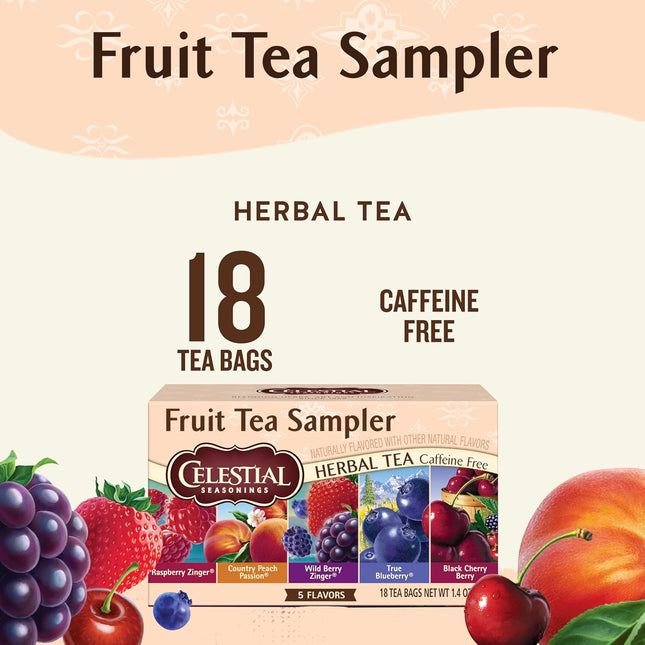 Celestial Seasonings Fruit Tea Sampler Herbal Tea Variety Pack, Caffeine Free, 1