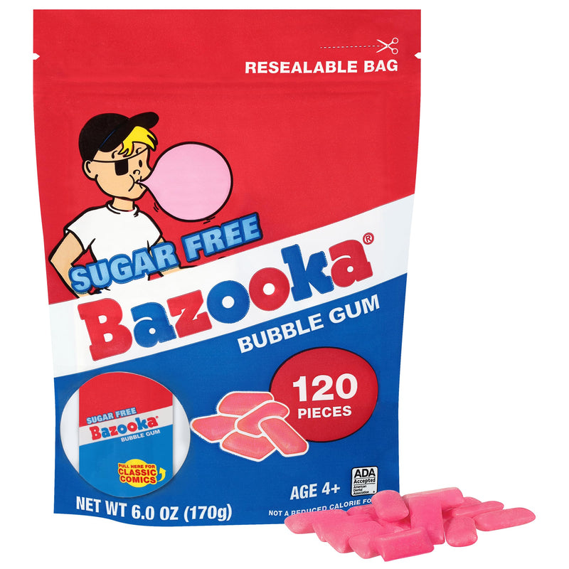Bazooka Bubble Gum, Sugar-Free Chewing Gum Pellets, 120ct Pink Flavor 120 Count (Pack of 1)