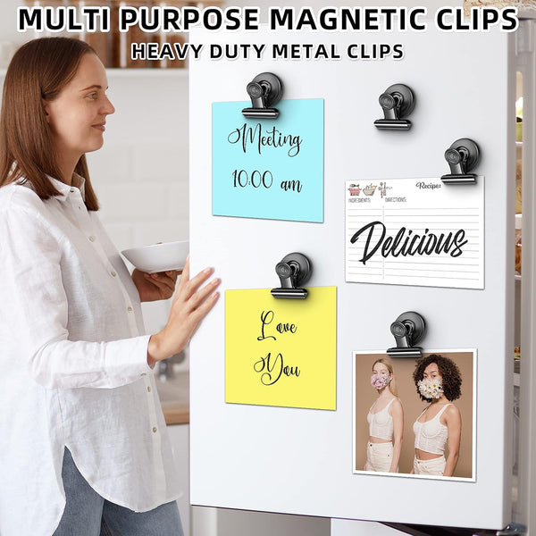 Grtard 6 Pack Magnetic Clips Heavy Duty, Strong Magnet Clips for Fridge Black 6pack