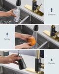 FORIOUS Kitchen Faucets with Pull Down Sprayer, High Arc Single Handle Classic Stainless Steel Sink Faucet 1 or 3 Hole, Suitable for Farmhouse