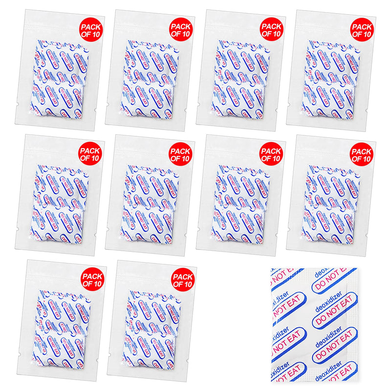 auhanth 100 Packs 100CC Oxygen Absorbers (10 Packs of 10), Food Grade Oxygen Absorbers for Long Term Food Storage in Vacuum Bag, Applicable to