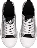 FOCO Womens NFL Team Logo Ladies Fashion Glitter Low Top Canvas Sneakers Shoes Philadelphia Eagles 8 Glitter