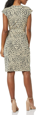Amazon Essentials Women's Classic Cap Sleeve Wrap Dress with V Neck (Available in Plus Size) XX-Large Tan, Classic Animal Print