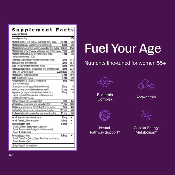 New Chapter Women'S Multivitamin 50 plus for Cellular Energy, Heart & Immune Support with 20+ Nutrients + Astaxanthin - Every Woman'S One Daily