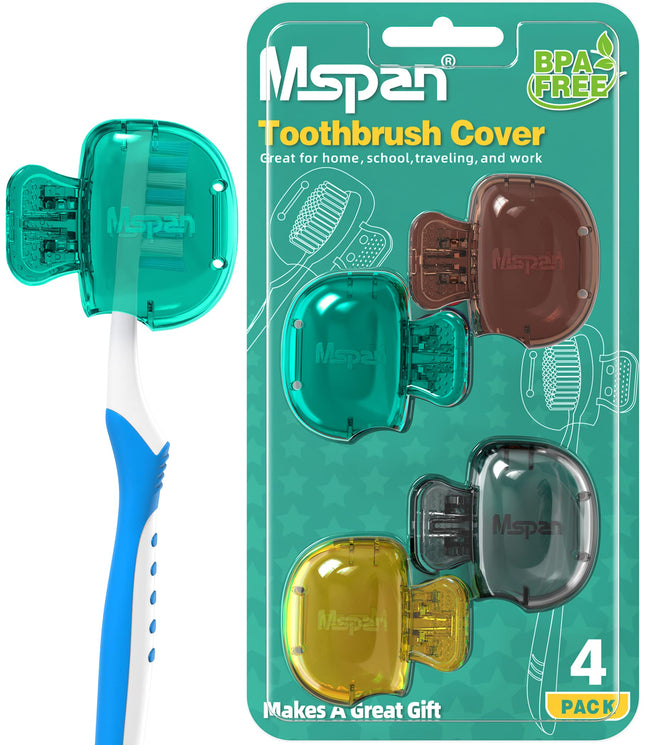 Mspan Toothbrush Protector Travel Cover: Brush Head Cap Cute Clip Case Bulk Guar