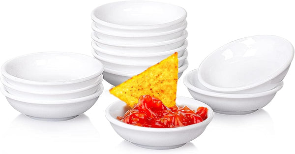 DELLING Dipping Bowls Sets of 12 1.2 Oz Porcelain Dip Soy Sauce Dishes & Bowl Small Cups for Sushi Tomato Sauce, Soy, BBQ -Chip and Dip Serving