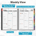 Dunwell Daily Planner 2026, 8.5x11 Appointment Book, 15-Min Hourly Schedule, Jan to Dec 2026, Large Planner with Colorful Tabs, Premium Paper