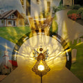 Starryfill Angel Stake Solar Lights with Crackle Glass Globe Waterproof Warm White LED, 40.5 inches Height Metal Bronze Stake Garden Patio Art