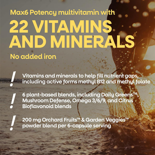 Nature's Way Alive! Max6 Potency Adult Complete Multivitamin, No Iron, 90ct | No Iron Added, Antioxidant Vitamins A, C, E, B-Vitamins Including