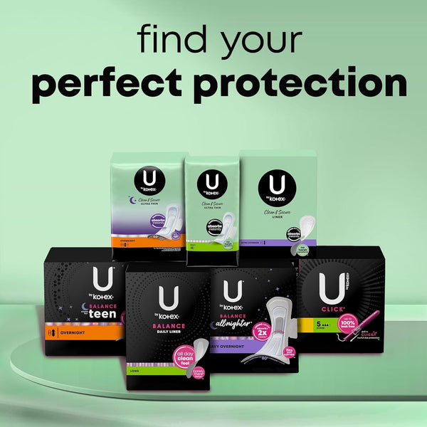 U by Kotex Ultra Thin Pads, Clean & Secure, Heavy Absorbency, 56 Count (Packaging May Vary)