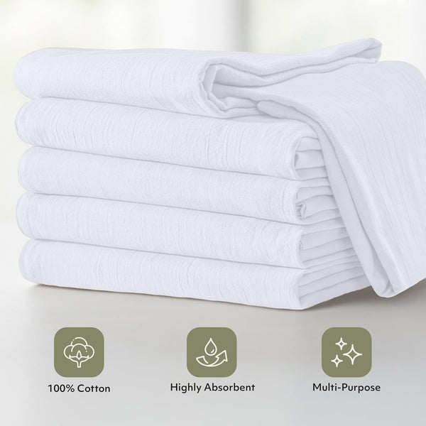 Utopia Kitchen White Flour Sack Towels [12 Pack - 28 x 28 Inch] 100% Cotton White 12 Pack