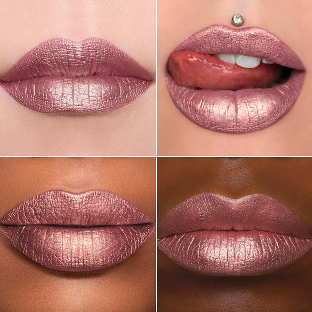 MAKI YIKA Metallic Pink Lipstick for Women Nude Lipsticks Long Lasting Shine Gli