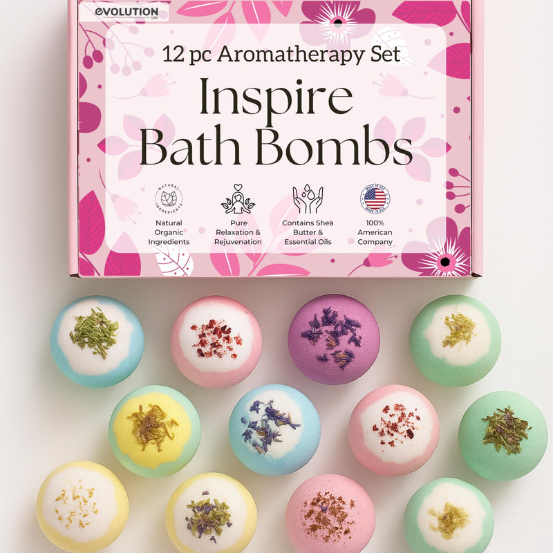 Evolutionusa Inspire Bath Bombs for Women, 12 Gorgerous Flower Bath Bombs Topped with Dried Flowers, Luxurious Mother'S Day Gift Set, Brithday