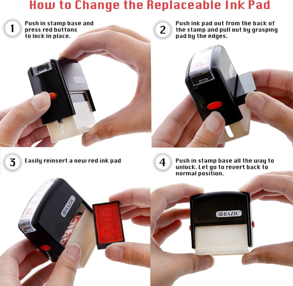 BAZIC Products Paid Self-Inking Rubber Stamp, Red Ink | removable, replaceable ink pad for marking invoices and receipts Paid (Red Ink) 1-Pack